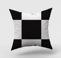 Detail of modern black and white geometric cushion cover with soft textured fabric - 18x18 Inch / Minimalist Black White Block (DRD211-5)