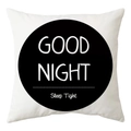Nordic peach skin pillowcase with black Good Night print on white background - White Background Black Round Good Night Quote Style (DRD168-14)