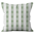 Federa per cuscino in velluto a righe verdi geometriche con trama bianca moderna - Pelle di Pesca a Lato Singolo / Strisce Verticali Verde/Bianco con Griglia