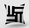 Detail of modern black and white geometric pillow cover with vibrant spiral pattern - 18x18 Inch / Symmetric Rotating Line (DRD211-8)