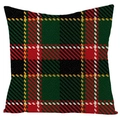 Red and green tartan linen pillow case with classic plaid pattern for home sofa decor - Classic Red Green Tartan Plaid (YMD20-3)