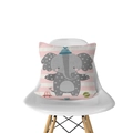 Square cushion cover with cute cartoon elephant on soft pink and white stripes - Polka Dot Elephant and Car (DRD143-5)