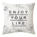Minimalist marble pattern cushion cover with Enjoy Your Life text for home decor - Gray Marble Pattern ENJOY Lifestyle Quote Style (DRD168-20)