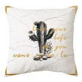 Nordic peach skin pillowcase with marble pattern and cactus print in white and gold - Hand-painted Cactus Gold Border Quote Style (DRD168-22)