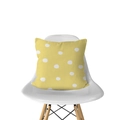 Modern yellow decorative cushion cover with white polka dots on a minimalist white chair - Yellow White Polka Dot (DRD143-14)