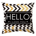 Nordic peach skin pillowcase with black white gold chevron and HELLO text print - Black White Gold Chevron Heart Text Style (DRD168-25)