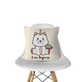 Nordic style pillowcase featuring a cute Dogicorn cartoon print on beige canvas fabric - Dogicorn (DRD143-20)