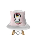 Pink Nordic pillowcase featuring a cute cartoon penguin mermaid with floral patterns - Mermaid Penguin (DRD143-21)