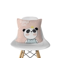 Pink Nordic pillow cover with panda daddy's girl print on a white designer chair - Crown Panda Daddy's Girl (DRD143-23)