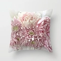 Vintage Blumenkissenhülle mit rosa Chrysanthemen und Pfingstrosen auf weißem Grund - Rosa Pfingstrose HD-Druck (DRD144-2) / Standardgröße Ohne Kern