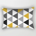 Fodera per cuscino lombare giallo con motivi geometrici triangolari nordici - 30x50cm / Patchwork Geometrico Multicolore (DRD224-3)