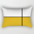 Federa rettangolare minimalista con design geometrico a blocchi di colore giallo e bianco - 30x50cm / Linea Nera Giallo Bianco Patchwork (DRD224-4)