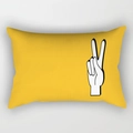 Fodera per cuscino lombare giallo con stampa della mano della vittoria in stile cartone - 30x50cm / Gesto di Cartone Animato Giallo (DRD224-8)