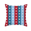 Square Independence Day pillow cover with red and blue stripes and white stars pattern - Tri-color Vertical Stripes (DRD165-7)