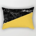 Federa rettangolare moderna con design geometrico in marmo giallo e nero elegante - 30x50cm / Patchwork di Marmo Bianco e Nero (DRD224-10)
