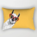 Fodera per cuscino lombare giallo con un alpaca elegante e occhiali da sole a cuore rossi - 30x50cm / Alpaca Giallo con Occhiali da Sole (DRD224-11)