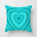 Teal geometric throw pillow case with concentric heart pattern in turquoise finish - Peach Skin / Style DRD157-4