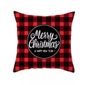 Red buffalo plaid Christmas pillow cover featuring a circular Merry Christmas logo - 45x45cm / Red Black Plaid Round Holiday Greetings (DRD139-8)