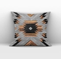Gray geometric throw pillow case with faux wood and stone textures in square shape - Stone and Wood Grain Patchwork (DRD158-18)