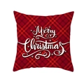 Classic red plaid Christmas pillow cover with white Merry Christmas text and snowflakes - 45x45cm / Red Black Plaid Artistic Christmas Text (DRD139-9)