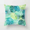 Fodera per cuscino quadrata con stampa tropicale di foglie di monstera e palma - Drd157-9 / 45x45 Velluto Effetto Pelle Di Pesca