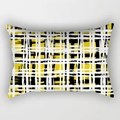 Federa per cuscino lombare rettangolare con motivo a griglia geometrica gialla e nera - 30x50cm / Quadri Astratti Giallo Nero Bianco (DRD224-16)