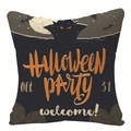 Halloween linnen kussenhoes met vampier silhouet en oranje volle maan decoratie - Vampier Feest Stijl (YMD31-3)