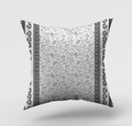 Funda de cojín geométrica moderna en blanco y negro con elegantes flores - 45x45 cm / Estilo Floral Botánico Fino (DRD211-2)