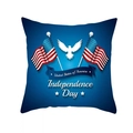 Square Independence Day pillow cover featuring US flags and eagle on white background - Dual Flags and Eagle (DRD165-18)