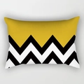 Fodera per cuscino lombare gialla e bianco-nera con motivo geometrico a zig-zag nordico - 30x50cm / Motivo Contrasto Onde Gialle (DRD224-17)