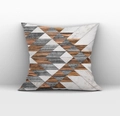 Gray geometric decorative pillowcase with modern faux wood grain patterns for home sofa - Multicolor Wood Grain Patchwork (DRD158-20)