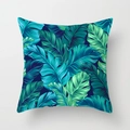 Teal geometric throw pillow case with vibrant tropical palm leaf pattern for home decor - Drd157-11 / 45x45 Peach Skin Velvet
