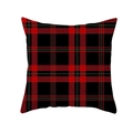 Classic red and black plaid Christmas pillow cover with green pinstripe weave texture - 45x45cm / Red Black Green Line Interwoven Plaid (DRD139-13)