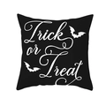 Detail of Halloween pillow case with Trick or Treat text and bat silhouettes decoration - 45x45cm