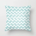 Modern square pillow case featuring light blue and white zigzag patterns on fabric - Horizontal Wave Pattern (DRD155-7)