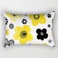 Federa per cuscino lombare rettangolare con fiori gialli e motivi geometrici neri - 30x50cm / Acquerello Floreale Giallo Nero (DRD224-19)