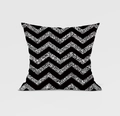 Gray geometric square pillowcase with black and white chevron glitter pattern - Black and White Glitter Wave (DRD158-2)