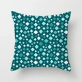 Modern teal geometric throw pillow cover with white and light blue diamond patterns - Drd157-14 / 45x45 Peach Skin Velvet