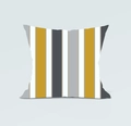 Square cushion cover with vertical stripes in ginger yellow, grey and white colors - Colorful Vertical Stripes (DRD158-3)