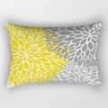 Federa rettangolare per cuscino lombare gialla e grigia con motivo floreale astratto - 30x50cm / Floreale Radiante Giallo Grigio (DRD224-22)