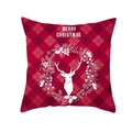 Classic red plaid Christmas pillowcase featuring a white reindeer wreath design - 45x45cm / Wreath Reindeer Red Black Plaid (DRD139-17)
