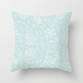 Square light blue pillow cover with white vintage floral pattern and leaf texture - Vintage Floral Texture (DRD155-10)