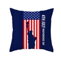 USA flag Independence Day pillow cover with Statue of Liberty and 4th of July text - Liberty Silhouette Blue Background (DRD165-25)