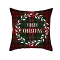 Classic red and green buffalo plaid Christmas pillow cover with white Merry Christmas print - 45x45cm / Wreath Red Green Plaid (DRD139-19)
