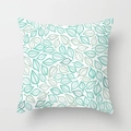 Square cushion cover with modern green leaf patterns on a clean white background - Teal Leaf Pattern (DRD155-11)