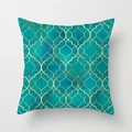 Moroccan teal and gold quatrefoil geometric cushion cover for home sofa decor - Drd157-17 / 45x45 Peach Skin Velvet
