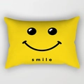 Federa per cuscino lombare gialla con faccina sorridente nera e stampa di testo minimale - 30x50cm / Faccina Sorridente Gialla Nera Smile (DRD224-24)