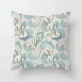 Blue and teal paisley pattern square pillow cover with ethnic geometric art design - Drd155-12 / 18x18 Inch