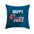 Square dark blue Independence Day pillow cover with Happy 4th of July flag print - Dark Blue Happy 4th (DRD165-27)