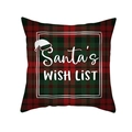 Classic red plaid Christmas pillowcase with Santa's Wish List print and festive patterns - 45x45cm / Santa's Wish List Red Green Plaid (DRD139-21)